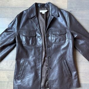 Vintage J. Crew Dark Brown 100% Real Leather Jacket